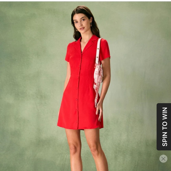 NWT!! The Red Lapel Button Mini Dress - Picture 3 of 6